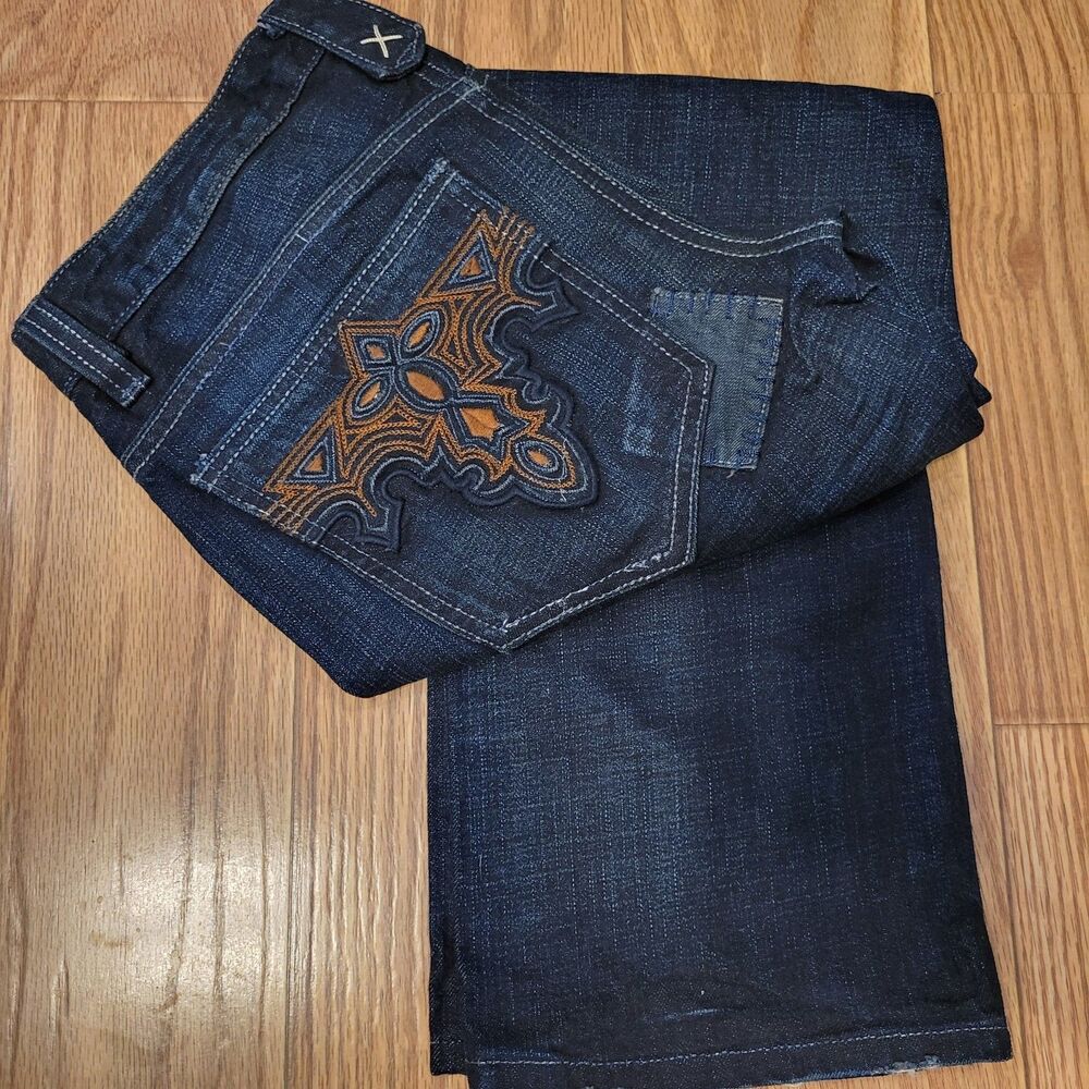 Antik Denim Jeans Country Western Embroidered Pockets Leather Patch Pants Y2k 30